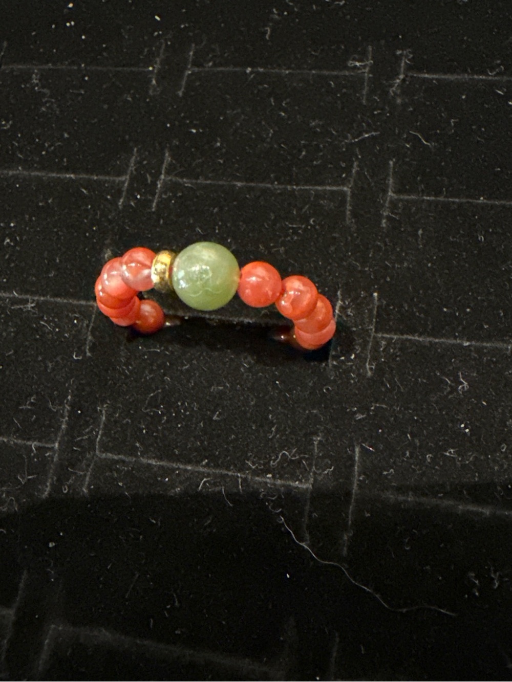 Red Agate & Hetian Jade Stretch Ring